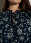 Folk Floral Chiffon Mini Dress, Navy, large