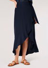 Ruffle Wrap Maxi Skirt, Navy, large