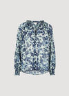 Blurred Floral Chiffon Blouse, Aqua - Turquoise, large