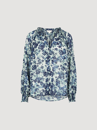 Blurred Floral Chiffon Blouse