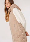 Eyelet Detail Puffer Hood Gilet, Stone, large