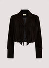 Fringed Suedette Jacket, Black, large