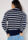 Zip Neck Stripe Jumper, Navy, large