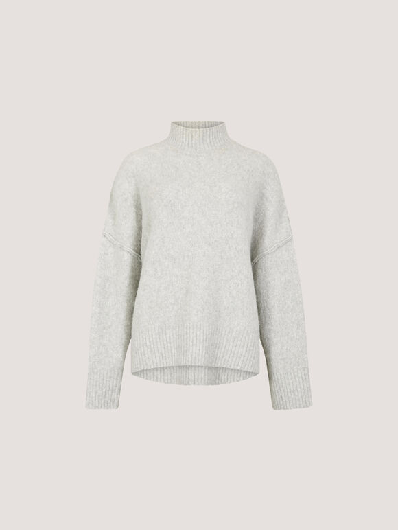 Brushed High-Low Oversized Jumper, White, large