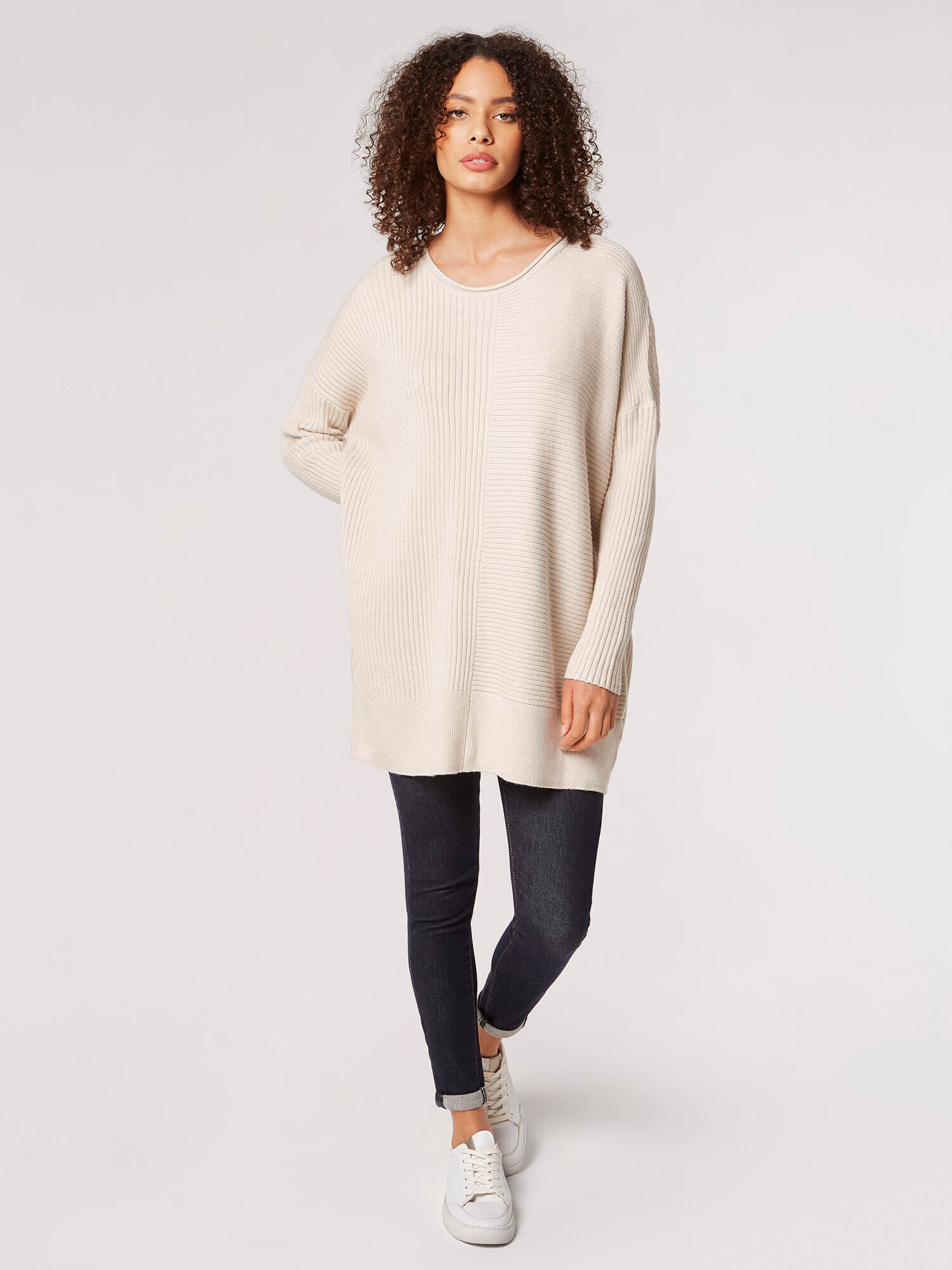 Oversized Ribbed Jumper Apricot Clothing