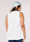 Curve Pleated Front Top, Cream, large