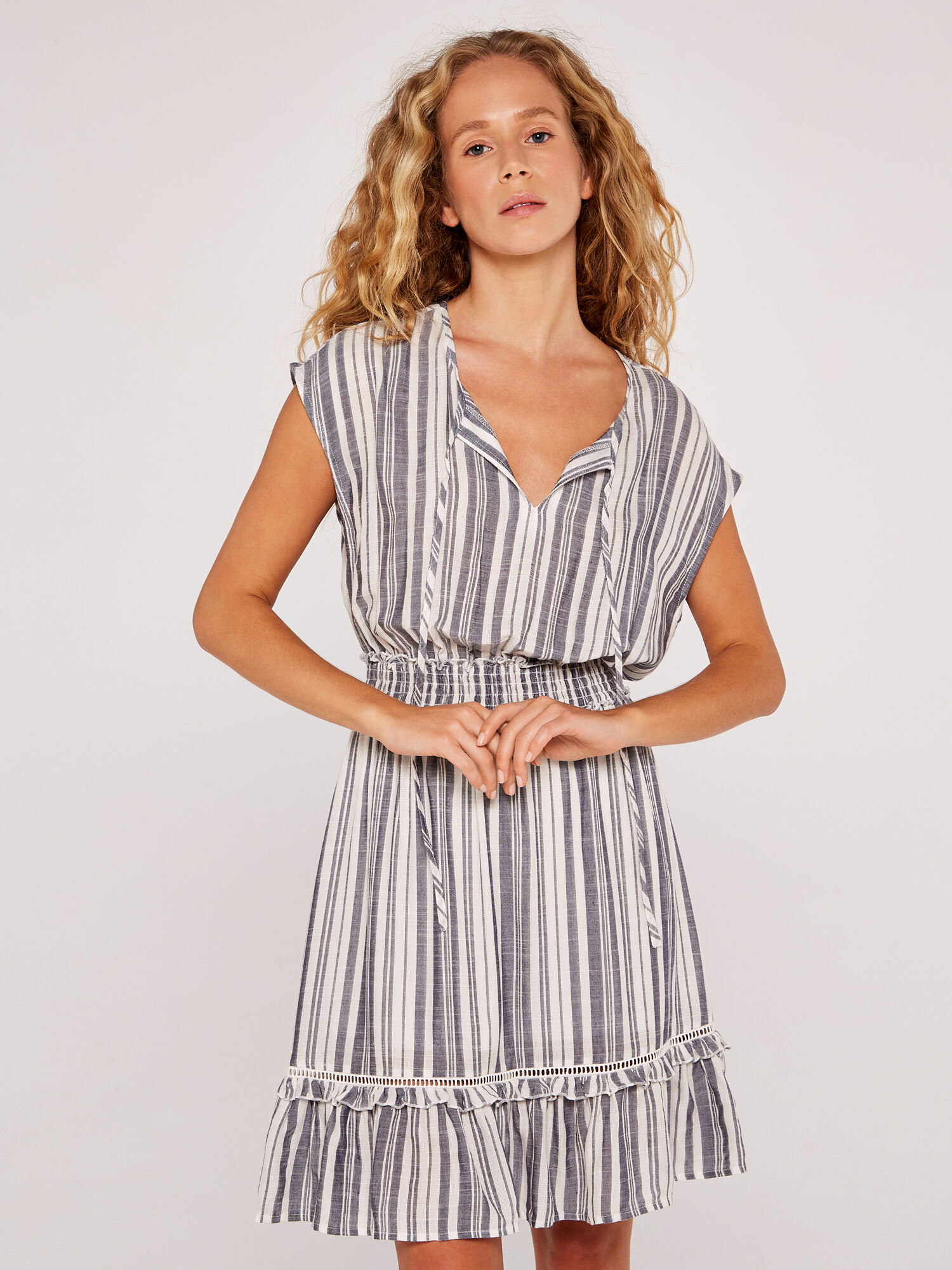 Ruffle stripe dress discount