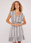 Stripe Ruffle Dress, Blue, large