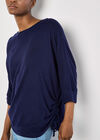Soft Touch Drawstring Batwing Top, Navy, large