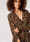 Ditsy Floral Tiered Mini Dress, Black, large