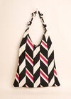 Geometric Cotton Canvas Bag, Black, large