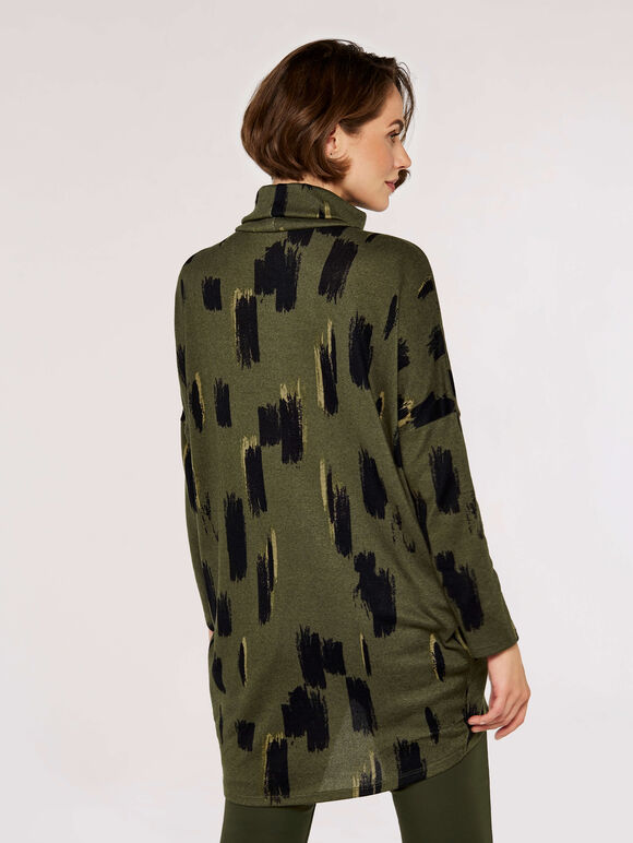 Paintstroke Wrap Tunic, Khaki, large