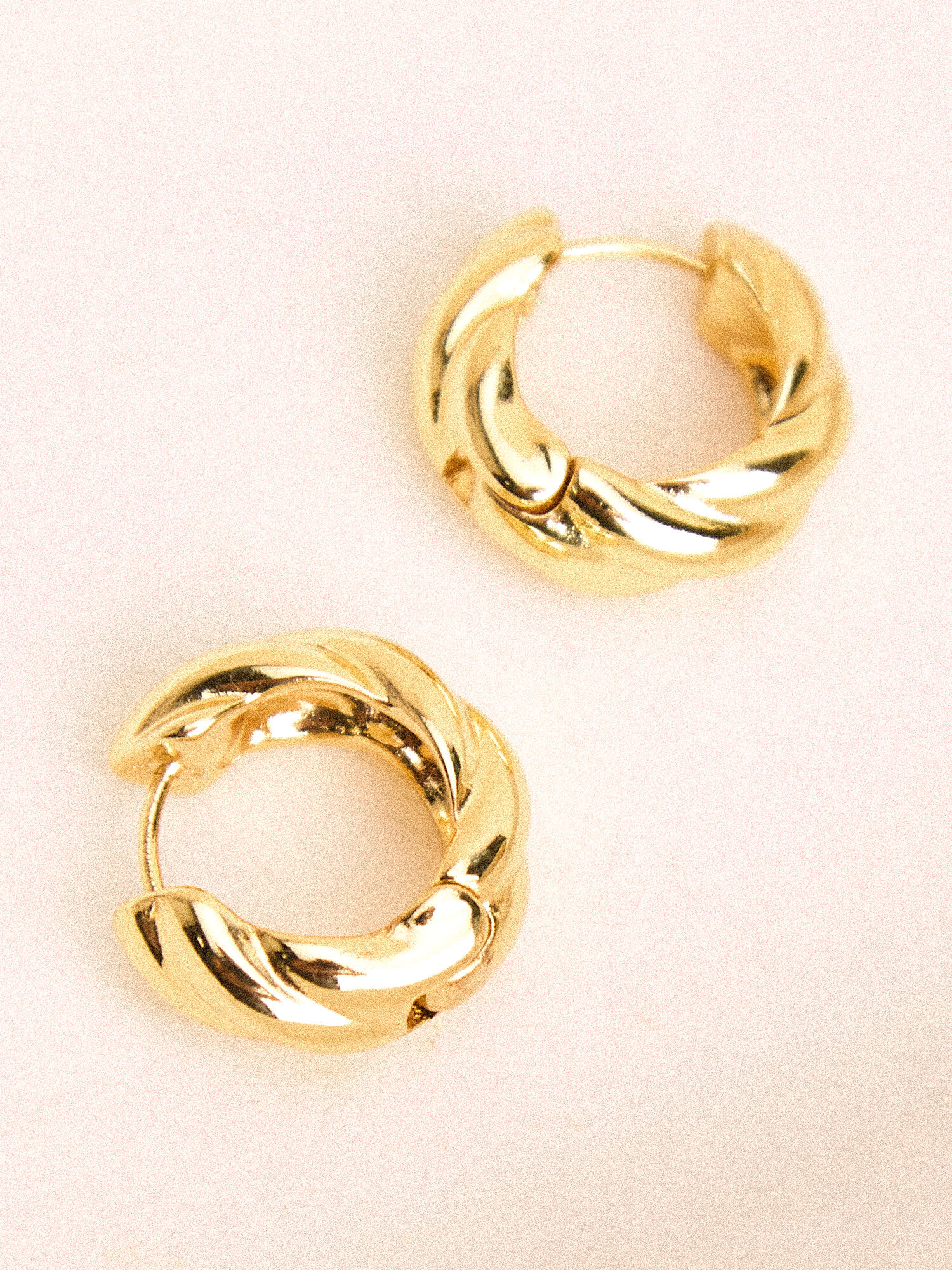 24K Gold Plated Twisted Hoop Earrings Apricot Clothing