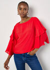 Layered Sleeve Top, Red, large