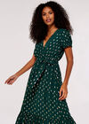 Gold Foil Oval Midi Dress, Green, large