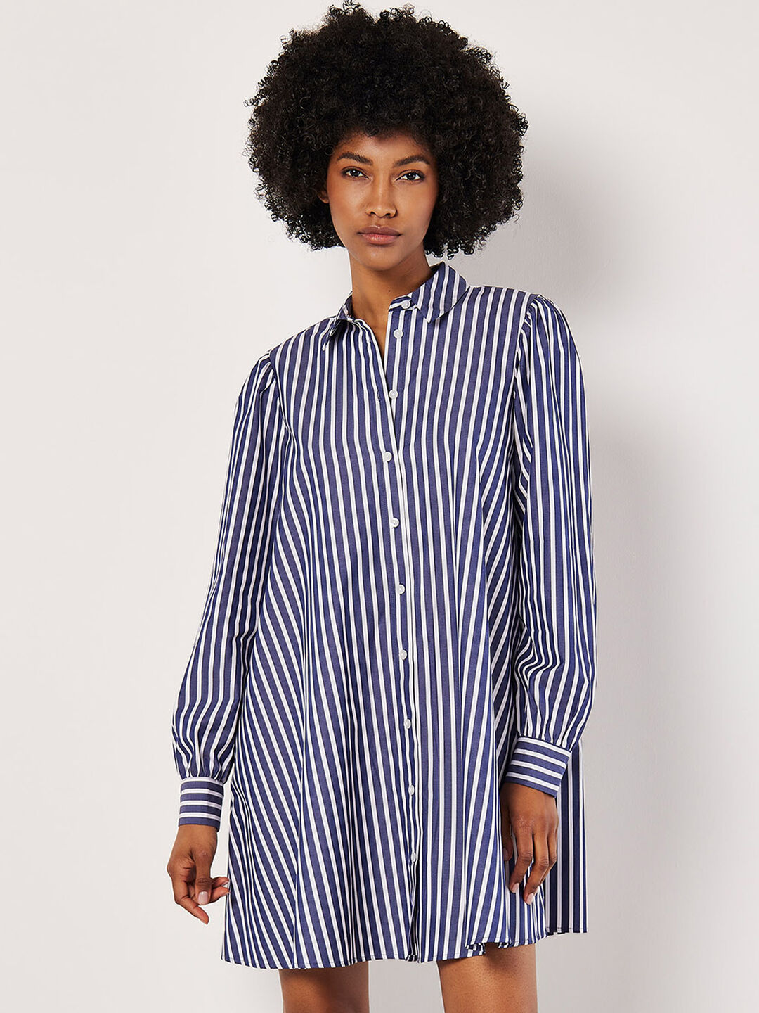 Image of Stripe Shirt Cotton Mini Dress