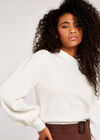 Volume Sleeve Crew Neck Jumper, Cream, large