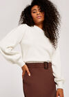 Volume Sleeve Crew Neck Jumper, Cream, large