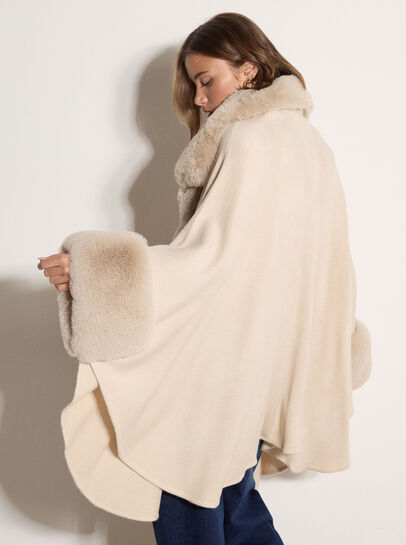 Faux Fur Trimmed Cape