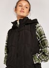 Hooded Zip Puffer Gilet, Black, large