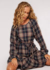 Check Print Ruffle Mini Dress, Rust, large