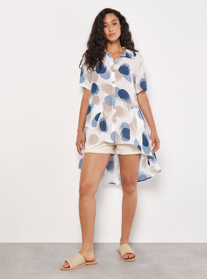 Painted Circles Oversized High-Low Shirt