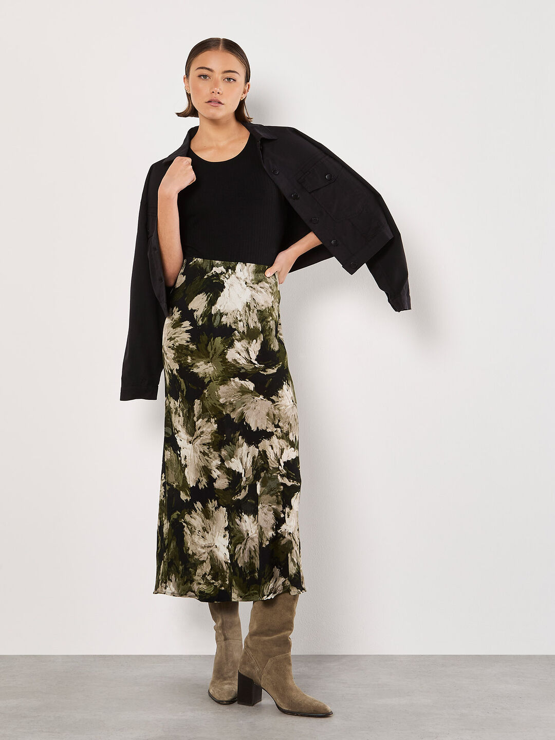 Image of Painterly Floral Slip Maxi Skirt