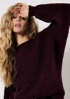 Cable Stripe Batwing Aran Jumper, Purple, large