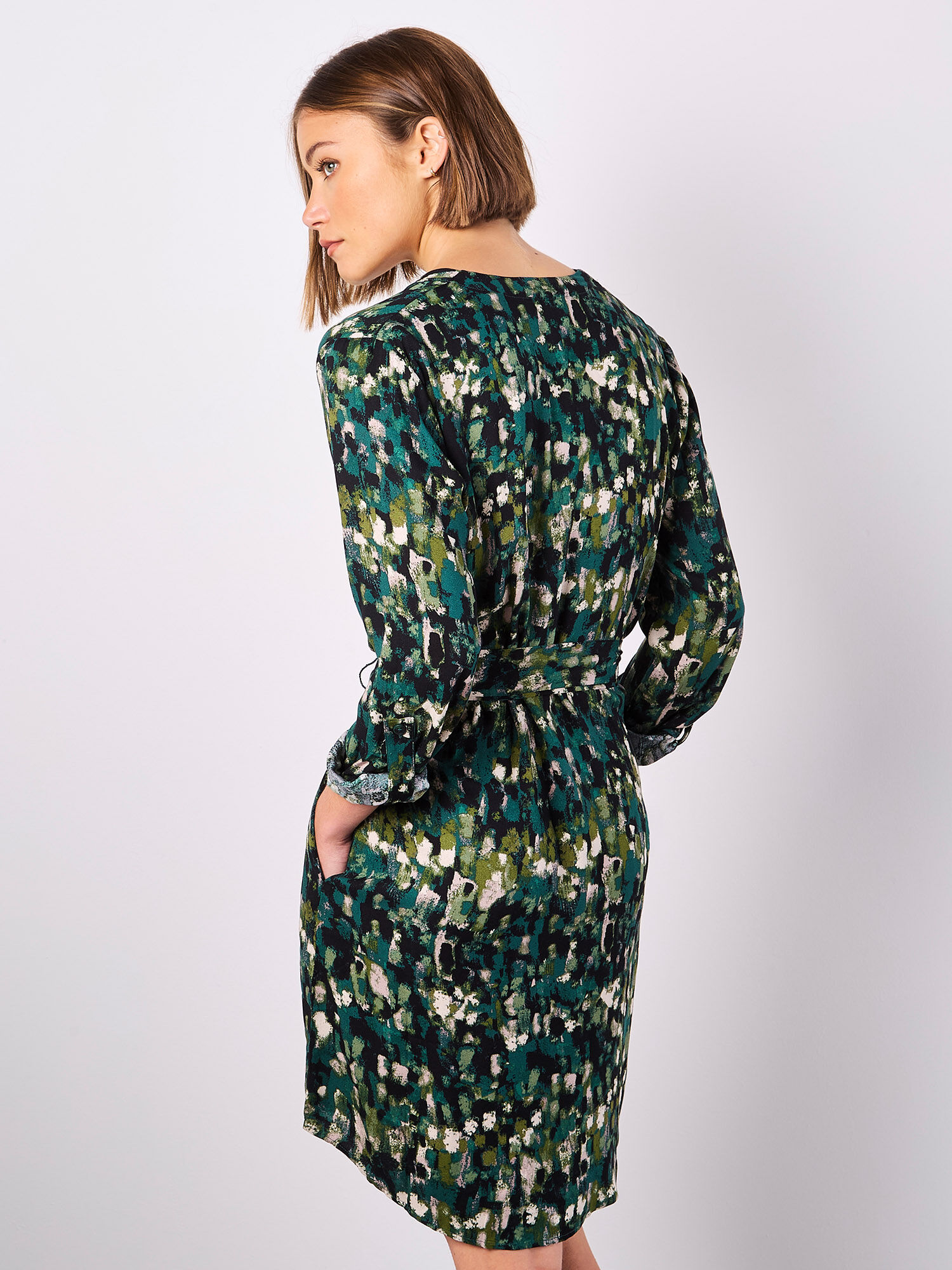 Abstract Brushstroke Shirt Mini Dress | Apricot Clothing