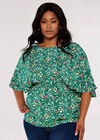Ditsy Angel Sleeve Top, Green, large