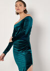 Bardot Velvet Midi Dress, Green, large