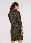 Zebra Leopard Cocoon Mini Dress, Khaki, large