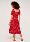 Floral Puff Sleeve Dress, Red, large