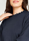 Scallop Detail Full Knit Jumper, Navy, large
