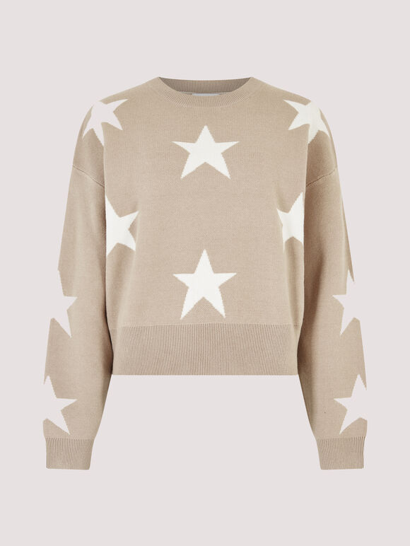 Star Cropped Jumper, Stone, large