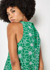 Floral Embroidered Shift Mini Dress, Green, large