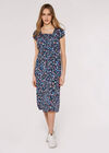 Ditsy Milkmaid Midi Dress, Navy, large