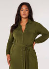 Curve Jersey Shirt Midi Dress, Khaki, large