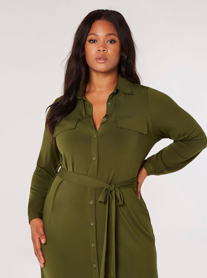 Curve Jersey Shirt Midi Dress