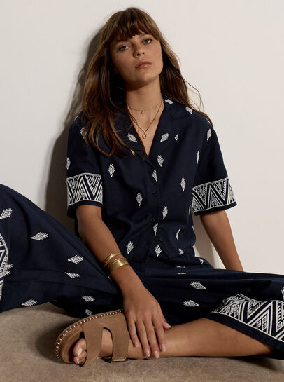 Cotton-Blend Embroidered Shirt