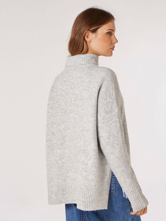 Oversized Boucle Jumper, Light Grey / Silver, large