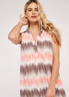 Abstract Stripe Curve Hem Dress, Peach, large