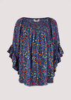 Ditsy Spray Bardot Top, Blue, large