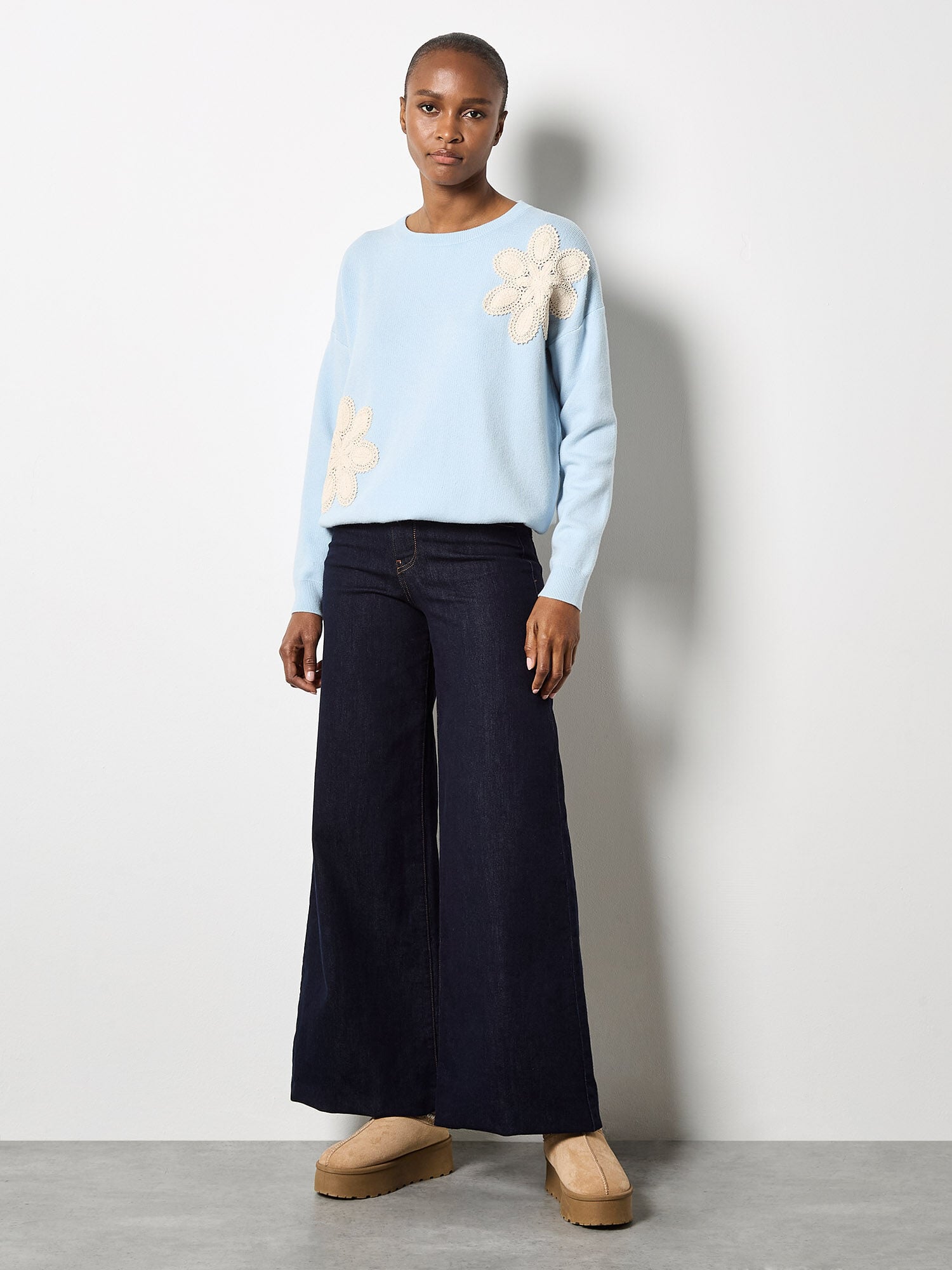 Crochet Daisies Lightweight Jumper | Apricot Clothing