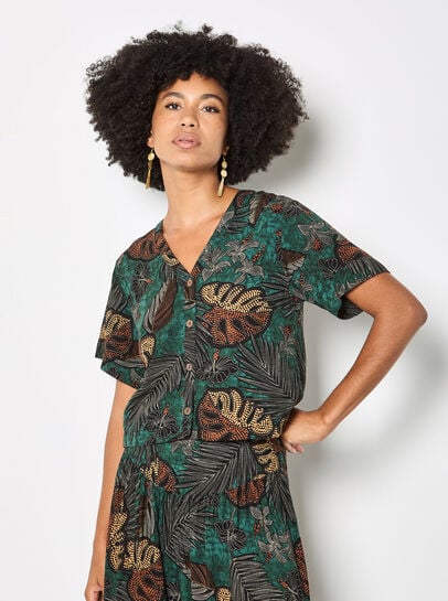 Tropical Leaf Print Shirt