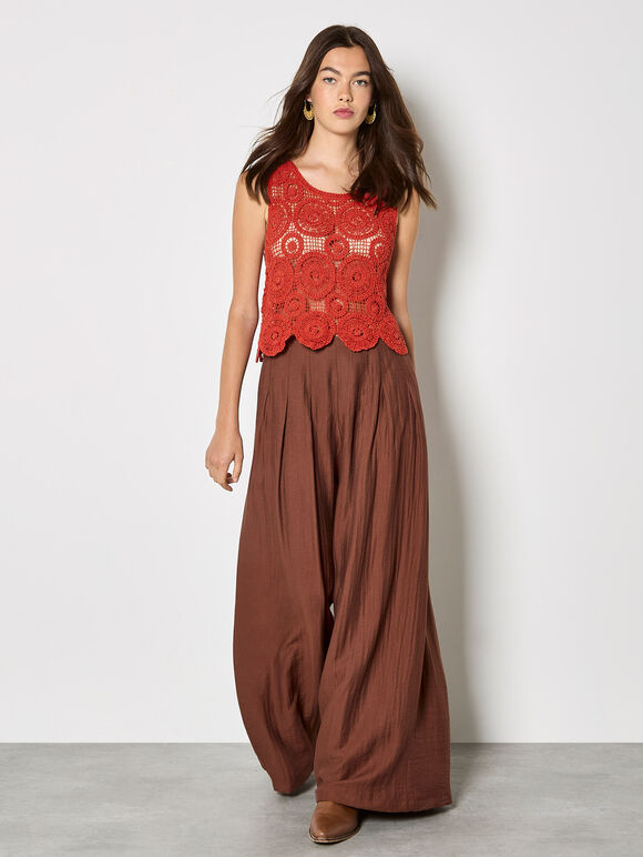 Crochet Circles Crop Top, Orange, large