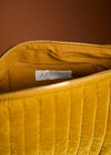 Quilted Velvet Makeup Pouch, Brown, large