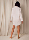Embroidered Stripe Shirt Dress, White, large