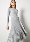 Belted Pleated Dress, Light Grey / Silver, large
