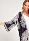 Navy  Embroidered Longline Kimono, Navy, large